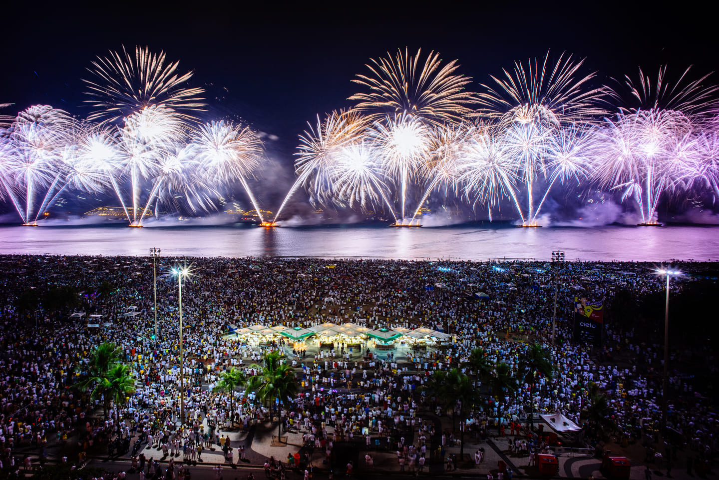 fireworks at Copacabana Beach, Rio de Janeiro